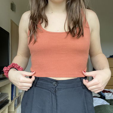 Forever 21 ribbed orange crop top tank top, size S
