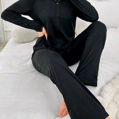 (016-1) Schwarzes Pyjama-Set