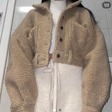cropped teddy fleecejacke