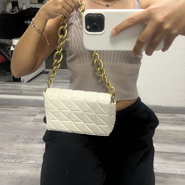 Borsa a mano bianca trapuntata