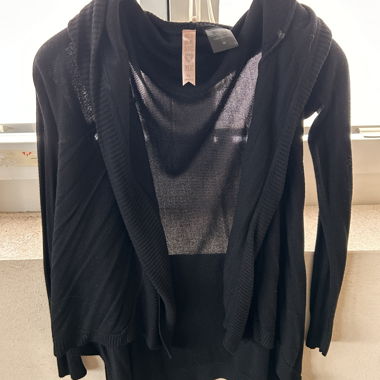 Cardigan lungo nero , Taglia M/ Bambini (XS donna)