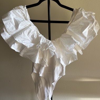 Zara white ruffle bodysuit