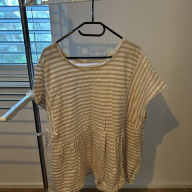 Tunique-t-shirt rayée beige/blanc