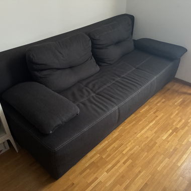 Divano letto grigio nero con contenitore
