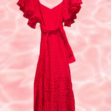 ZARA - EMBROIDERED MIDI DRESS FUCHSIA