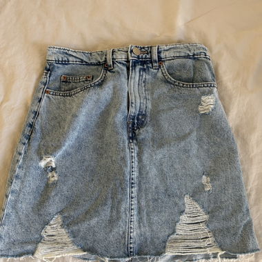 Destroyed Denim Skirt