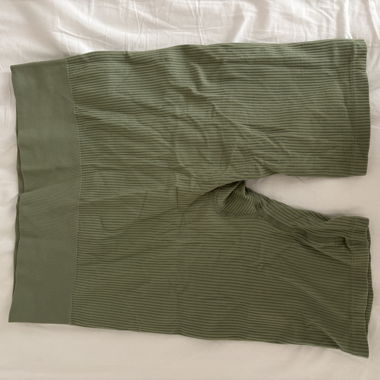 Green Ribbed Knit Biker Shorts