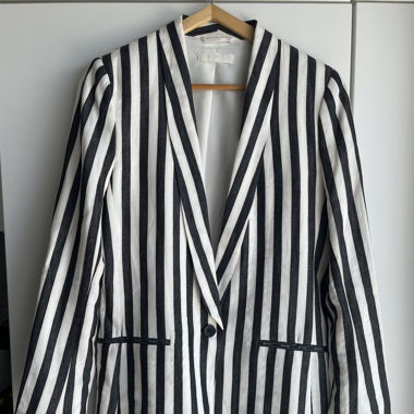 H&M Sommer-Blazer aus Leinen, schwarz-weiss gestreift