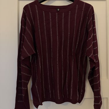 Maglietta a maniche lunghe bordeaux con strass