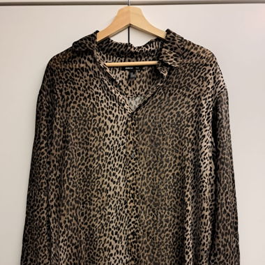 MANGO Leopard Print Oversized Shirt 