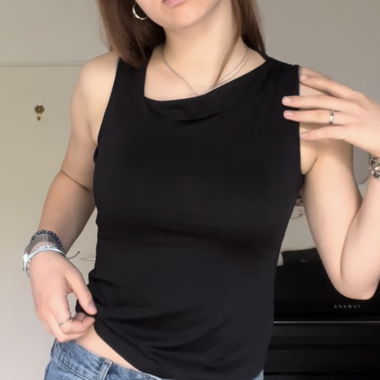 asymmterical black tanktop