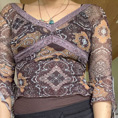 Long Mesh Top with Paisley