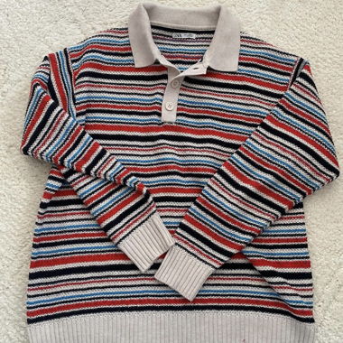 Zara gestreifter Strickpolo