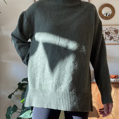 Pull à col roulé M vert oversize