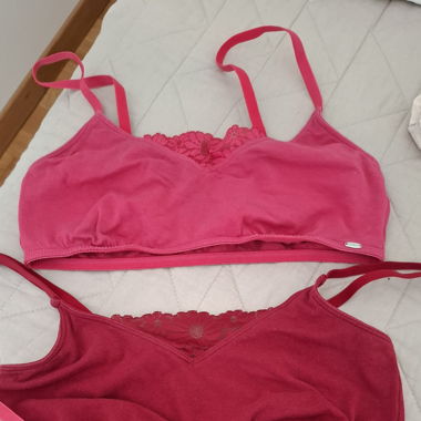 Brassière Skiny taille M coton rose et rouge 
