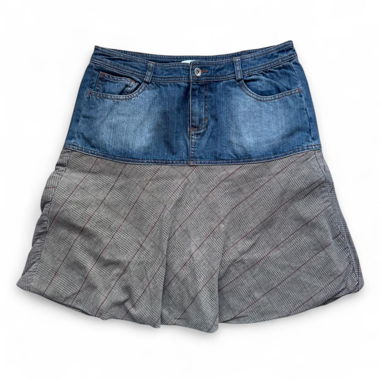 Minirock aus Denim & Karo (M)