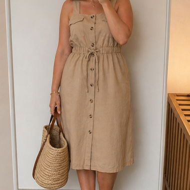 Beige Sleeveless Dress