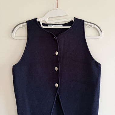 Gilet en maille Zara bleu marine
