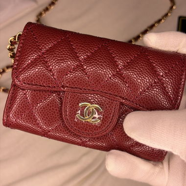 Sac portefeuille à chaîne Chanel rouge