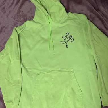 Neongrüner Hoodie mit Engel-Print