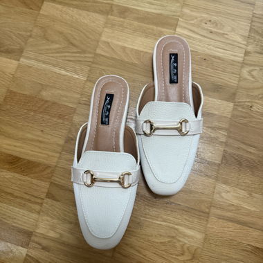 White Loafer Mules