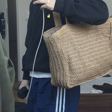 Borsa tote in paglia intrecciata