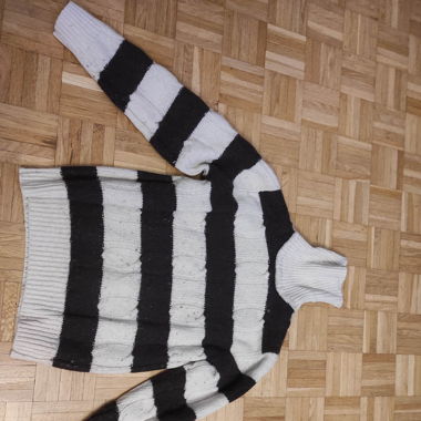 Pull col roulé blanc et brun, taille M, homme
