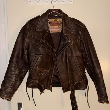 Giacca Biker in Pelle Marrone