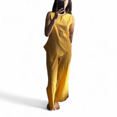 Yellow sleeveless two-piece set