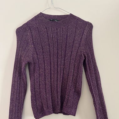 Pull Mango couleur violet dorée 