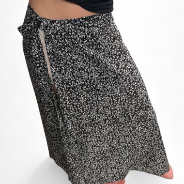 flowery wrap maxi skirt