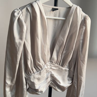 Gina Tricot beige satin blouse size 42
