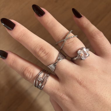 set di 4 anelli in argento