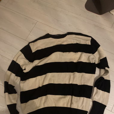 Pull raillé bleu foncé- blanc cassé 