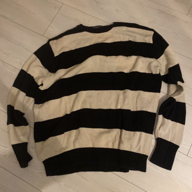 Pull raillé bleu foncé- blanc cassé 