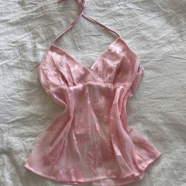 Rosa Transparenter Blumen-Halter-Cami-Top