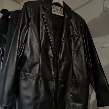 Black Leather-Look Blazer