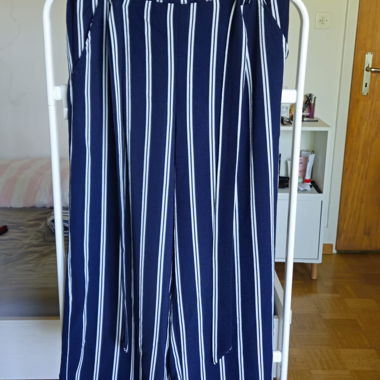 Blue Striped Fabric Pants