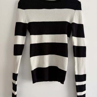 Black and Beige Striped Sweater