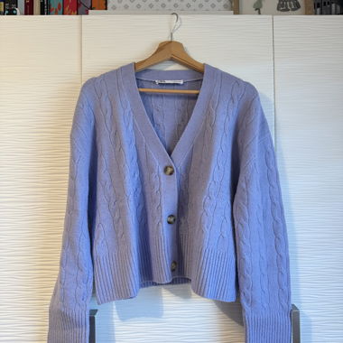 Cardigan ZARA lavorato a trecce lilla