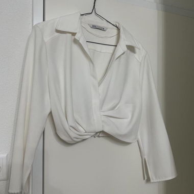 White Cropped Shirt