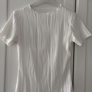 T-shirt bianco plissé