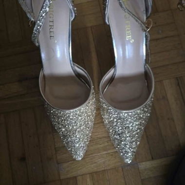 Silver Sequin Heels