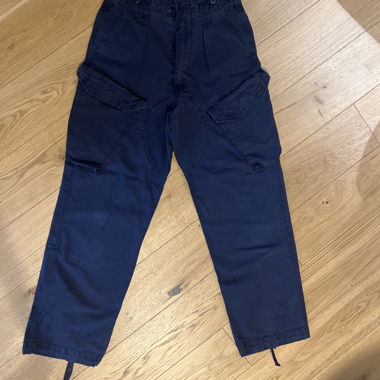Navy Baggy Cargo Pants with Low Waist