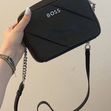 Borsa a tracolla BOSS nera, pelle, pari al nuovo