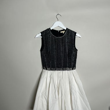 Embellished Black White Dress