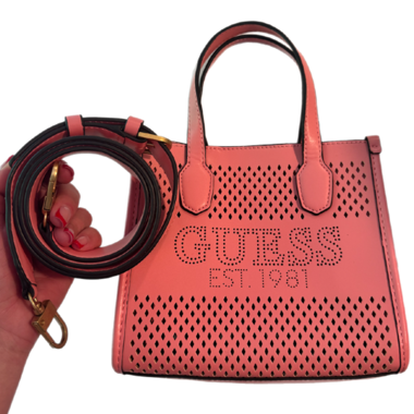Mini Borsa Cabas Guess rosa traforata