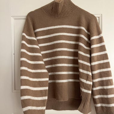 Maglione colletto a lupetto a righe UNIQLO