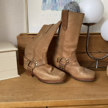 Stivale western, beige, pelle vera, prodotto in Germania