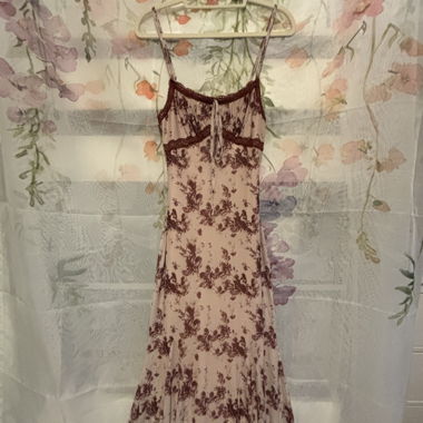 Abito sottoveste floreale rosa e bordeaux
